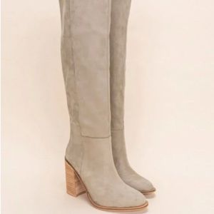 Miim Gray Tall Suede Heeled Boots